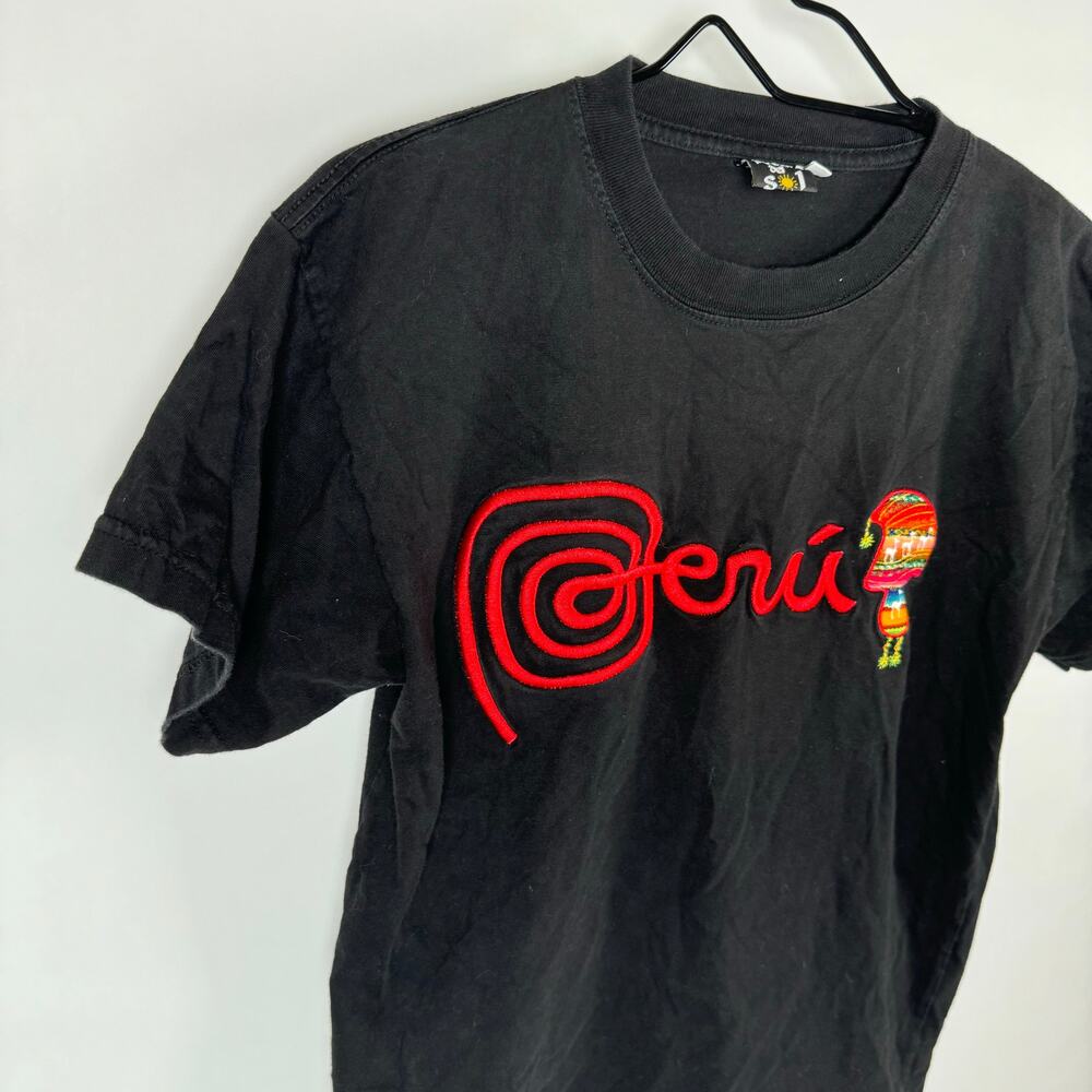 Peru Llama Peruvian Puerta Del Sol T-Shirt Alpaca Embroidered - Picture 7 of 8